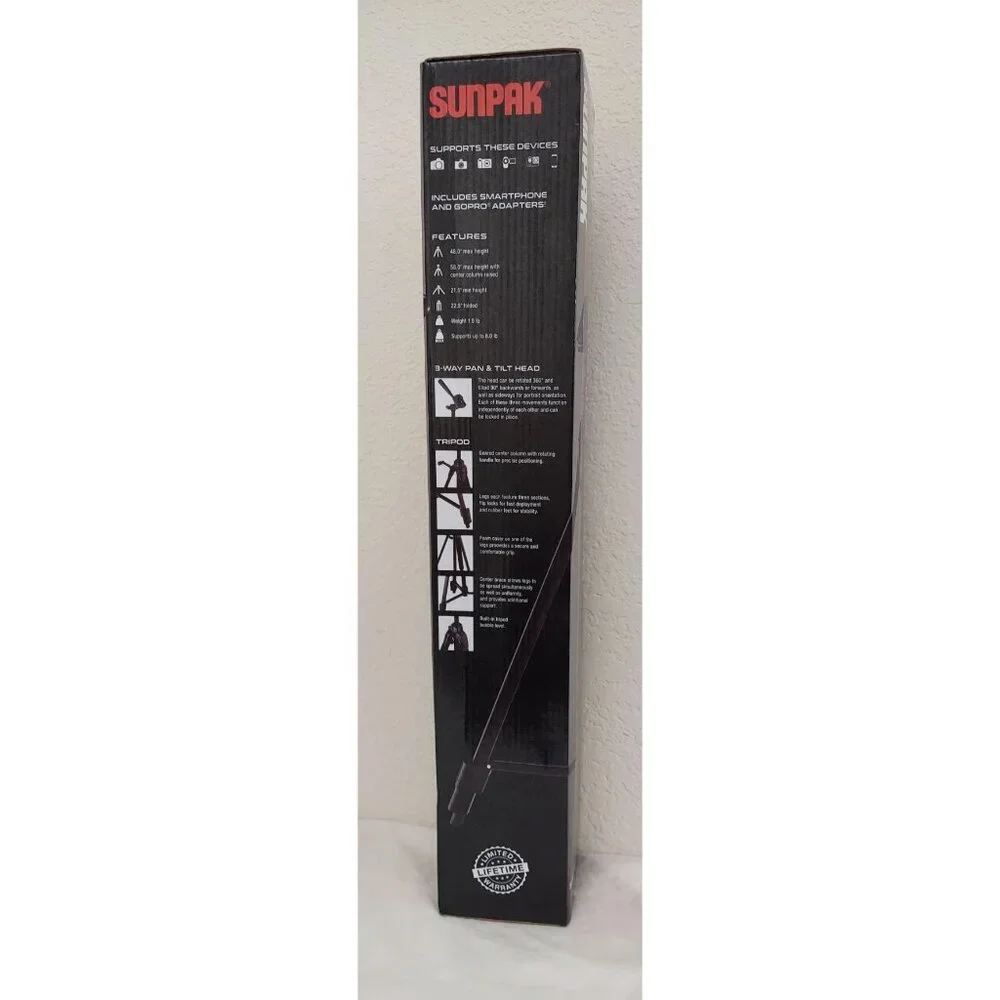 Sunpak 5858DLX Medium Duty Video Tripod Camera Video Production Stand 58